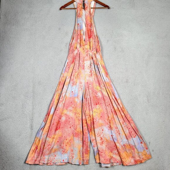 Free People Seduction Jumpsuit Women's S Multicolor Tie-Dye Halter Neck Wide Leg - Picture 2 of 15